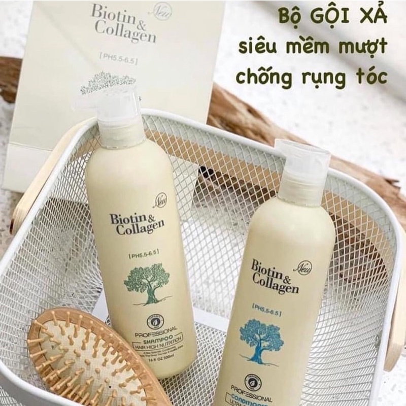 Dầu Gội Xả Biotin Collagen chính hãng 1000ml/chai giá siêu rẻ, chống rụng, phục hồi, giúp tóc suông mượt