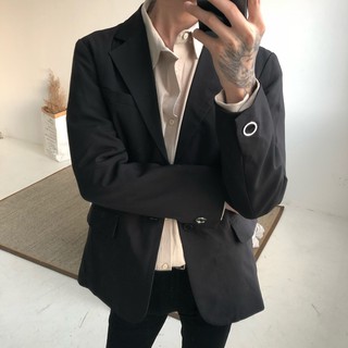 (ORDER) Áo blazer đen trơn form rộng retro