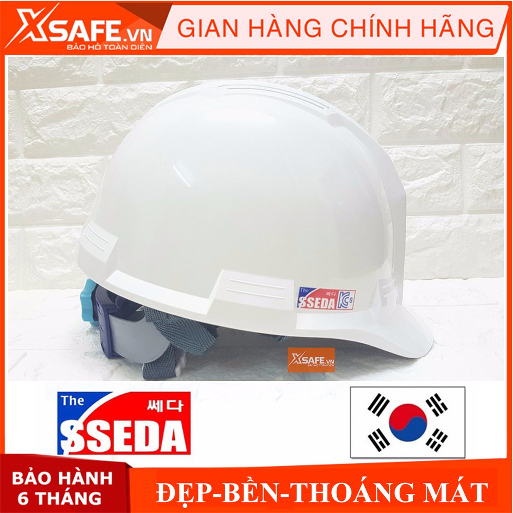 Mũ bảo hộ Sseda IV Hàn Quốc chính hãng có lót xốp cách nhiệt chống nóng nhựa ABS siêu cứng (màu trắng)