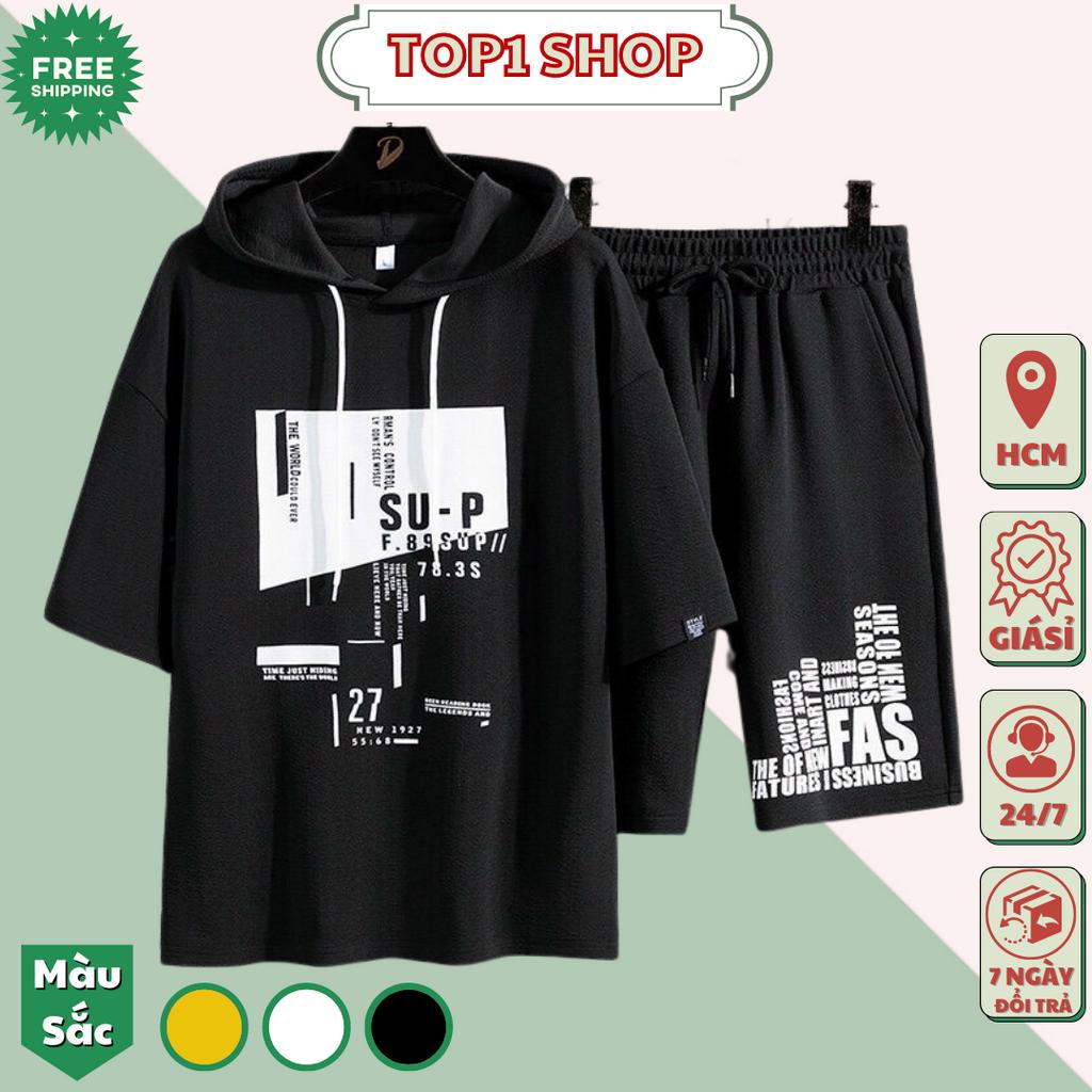 Đồ bộ nam Sup có nón mặc hè chất thun siêu mát gồm áo nam và quần short đùi có túi tiện l