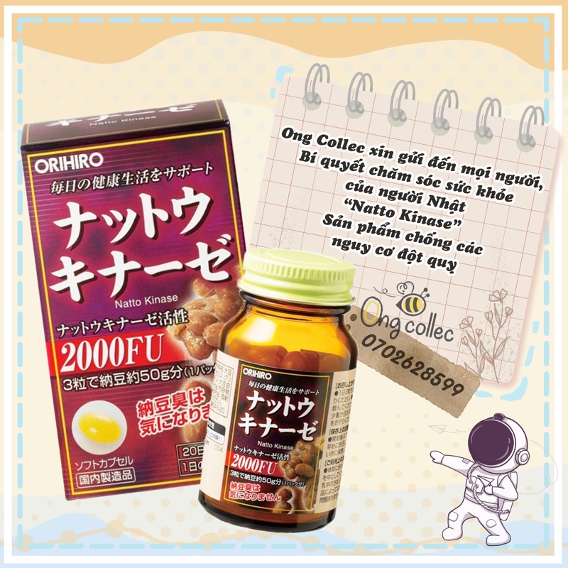 Viên uống chống đột quỵ Natto Orihiro 2000FU Nhật Bản 60 viên/hộp