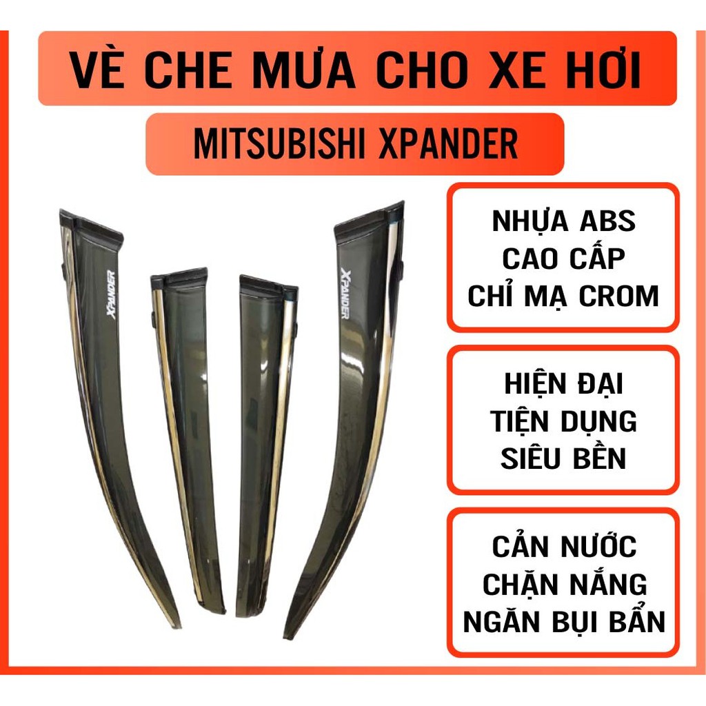 Vè mưa chỉ mạ Xpander 2018 - 2021 hàng cao cấp  ( chỉ viền inox )