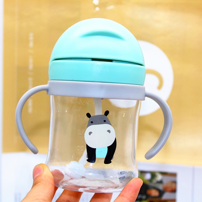 Bình nước, bình tập cho bé uống sữa uống nước có van chống sặc cao cấp 250ml có tay cầm, chịu nhiệt