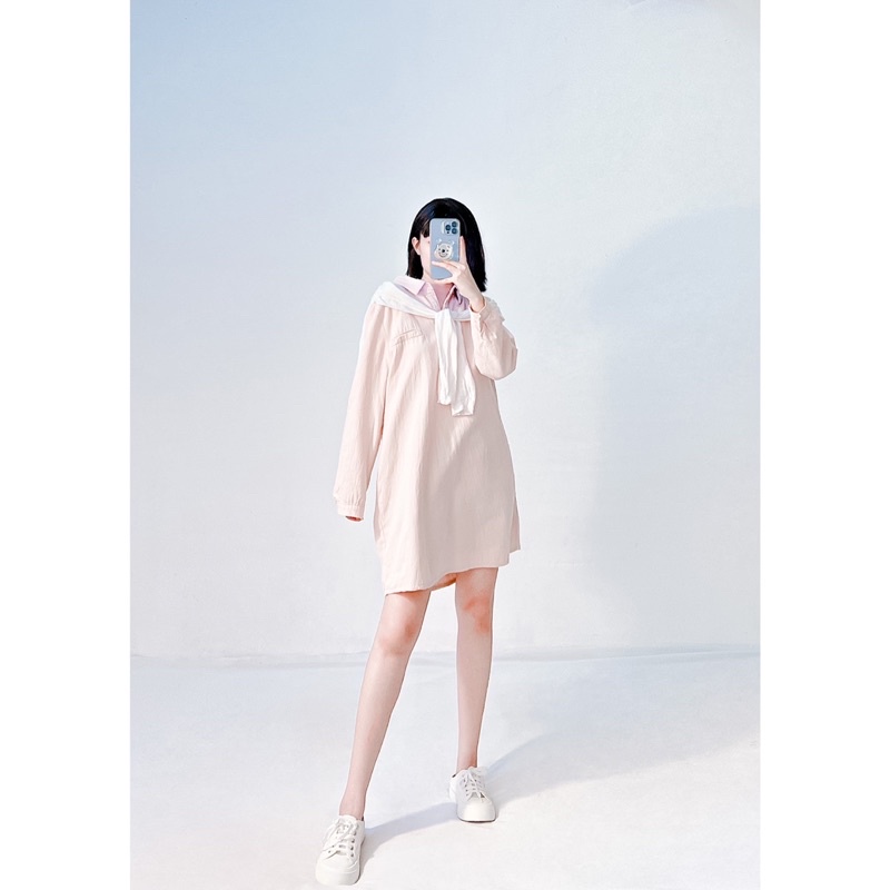 Đầm sơmi pastel tay dài