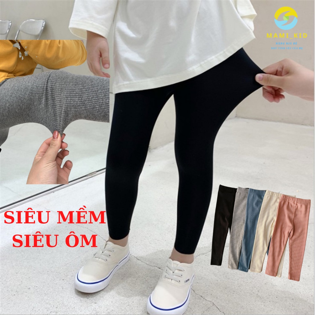 Quần Legging Bé Gái Len Tăm Đẹp, Quần Dài Ôm Thu Đông siêu co giãn, 10-38kg