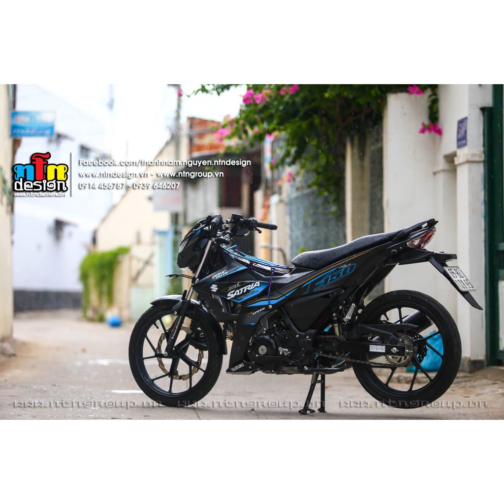 Tem Rời Dán Xe Raider FI Mẫu Xanh Đen Xám Cực Chất, Hàng 3 Lớp Chất Lượng Cao