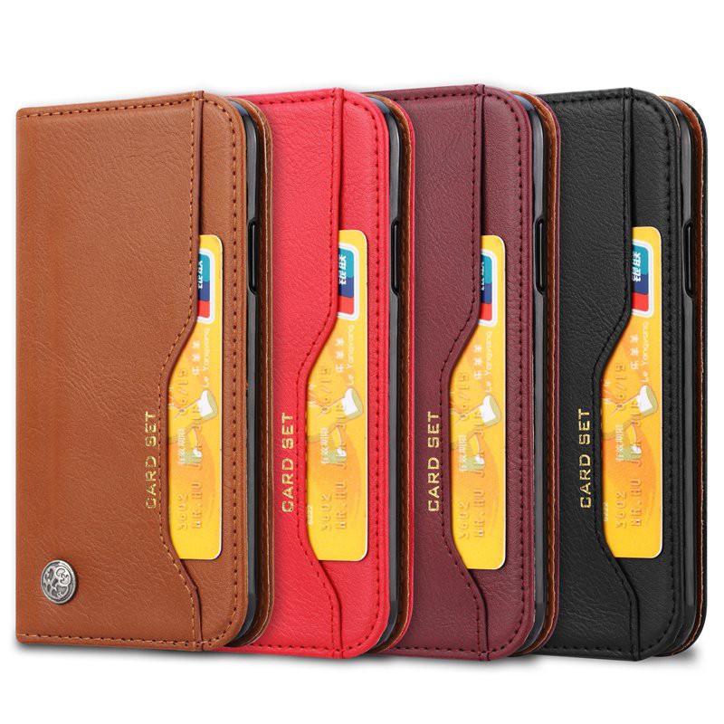 Bao da điện thoại dáng ví tiền có khe đựng thẻ dùng cho IPhone Xs Max XR X | BigBuy360 - bigbuy360.vn