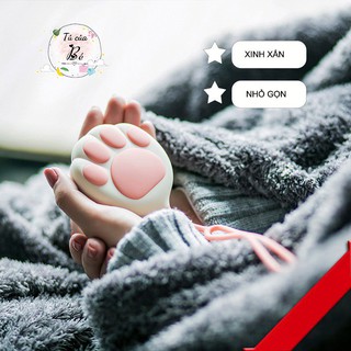 Máy sưởi ấm bàn tay Máy sưởi ấm bụng mini 2 mức nhiệt kiêm Sạc dự phòng hình tay mèo dễ thương chất liệu silicone