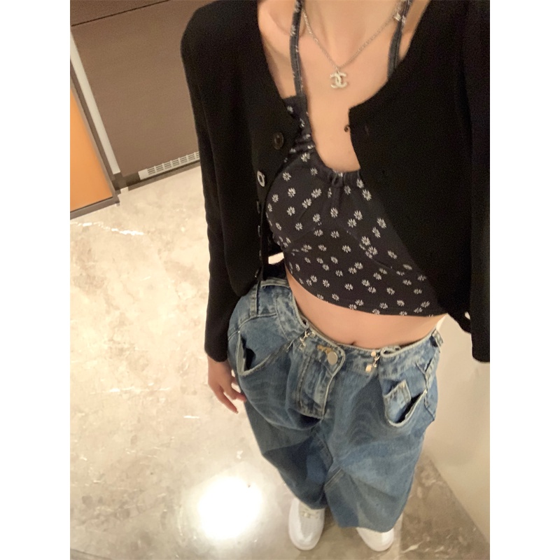 Áo tanktop in hoa/Áo cardigan tay dài SUXI phong cách Hàn Quốc cho nữ