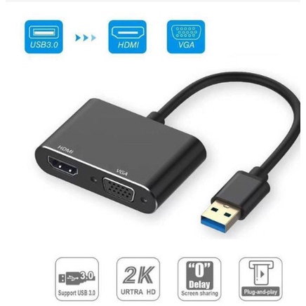 Dây Cáp Chuyển Đổi Từ USB 3.0 sang HDMI / VGA Hỗ Trợ Full HD 1080p