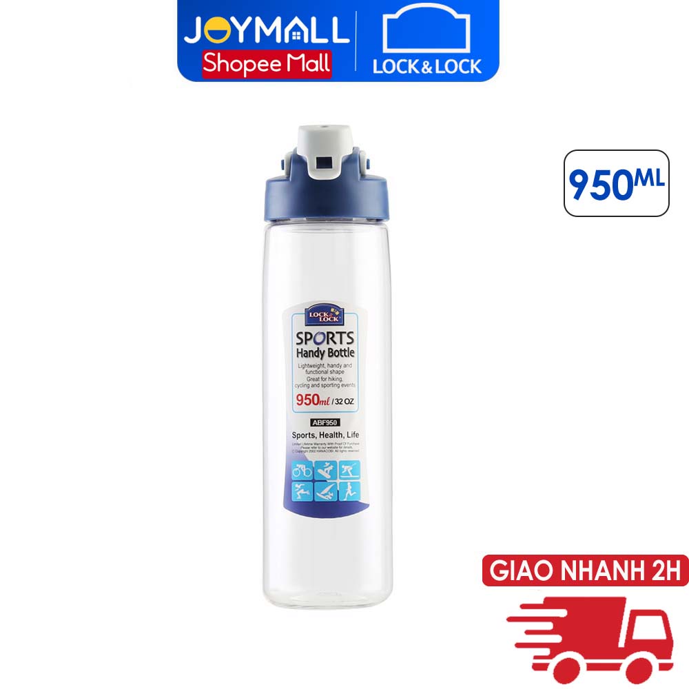 Bình nước nhựa Lock&amp;Lock tritan sports handy abf950 950ml - Hàng chính hãng, mở đóng nắp chỉ 1 chạm - JoyMall