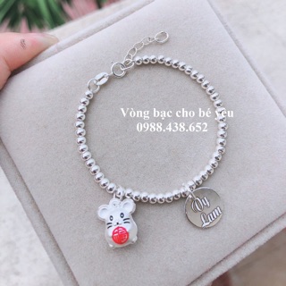 Lắc bi kèm tab tròn khắc tên và con giáp cho bé - HaLi Jewelry