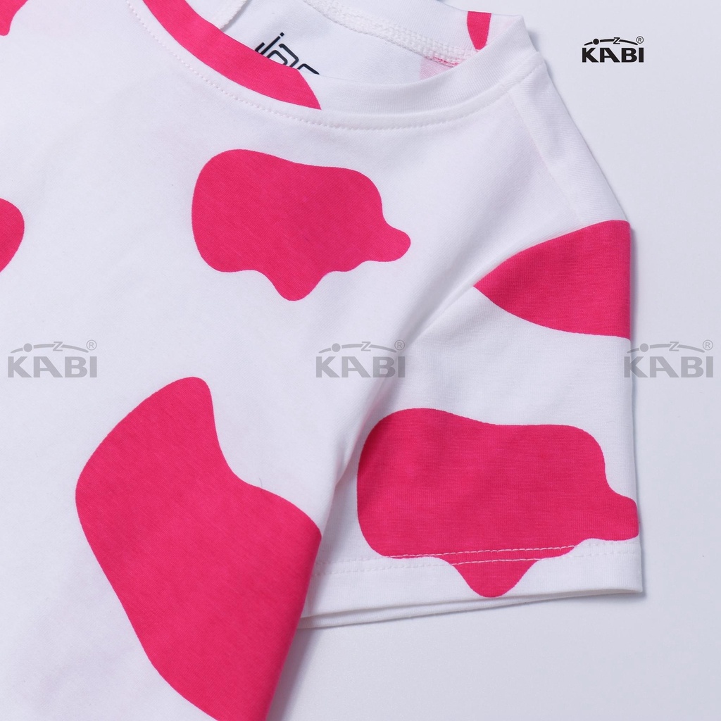 Đầm bé gái KABI đầm bò sữa thun cotton tay ngắn cổ tròn thoáng mát dễ thương