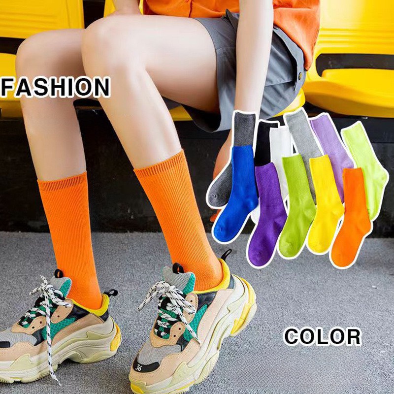 Tất Vớ Cổ Cao Thời Trang Nam Nữ Nhiều Màu phong Cách Vintage Siêu Hot Trend