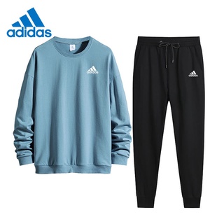 Bộ đồ thể thao  gồm áo sweater cotton tay dài cổ tròn và quần dài màu trơn chất lượng cao cho nam