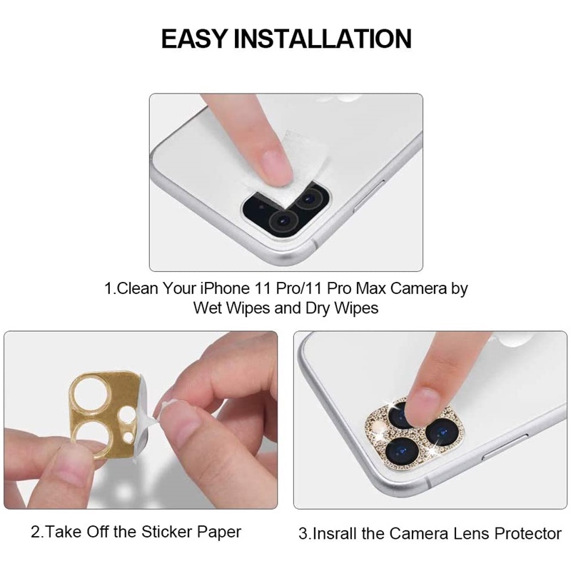 Miếng dán bảo vệ ống kính đính kim cương giả thích hợp cho iPhone 15 14 Plus 13 12 11 Pro Max 13 Mini
