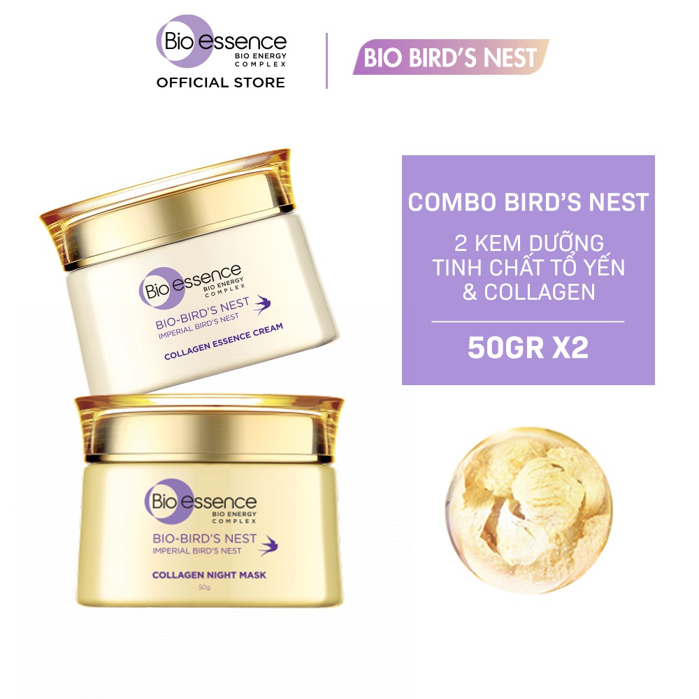 Bộ dưỡng da Bio-Essence Bio-Bird's Nest (Kem dưỡng tinh chất tổ yến & Collagen 50gr + Mặt nạ ngủ Night Mask 50gr)