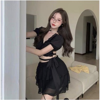 Set áo váy quấn eo chân siêu hot