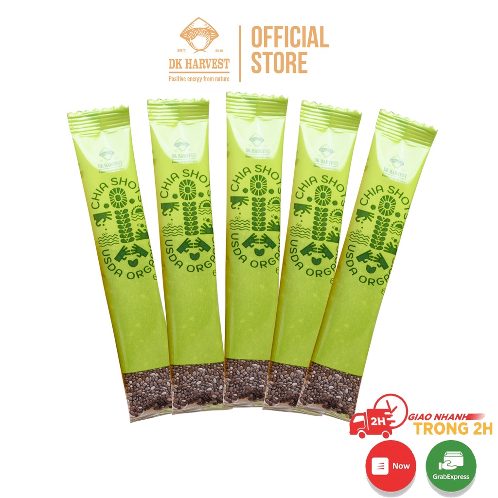 COMBO 5 Shot Hạt chia Organic DK Harvest nhập khẩu chính hãng - 6g/1shot - Ăn Giảm Cân - Eatclean - Tốt cho sức khoẻ