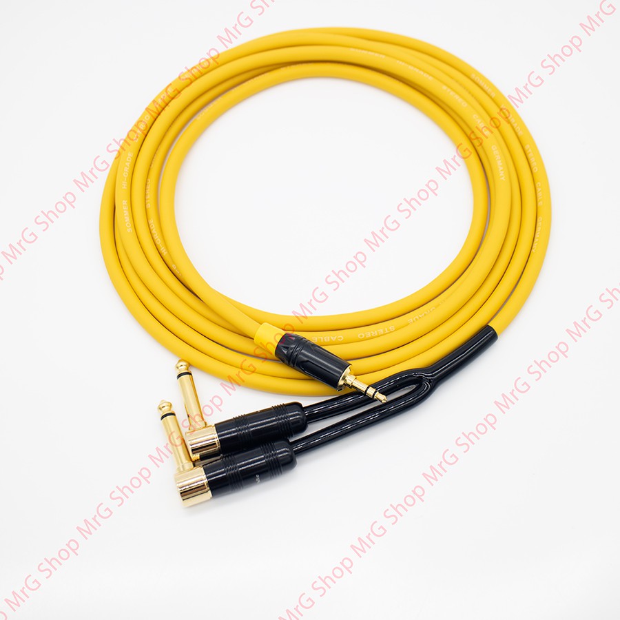 Dây 3.5mm Ra 2 Đầu 6 Ly Góc Vuông Chữ L 1met 2met 3met 4met - MrG