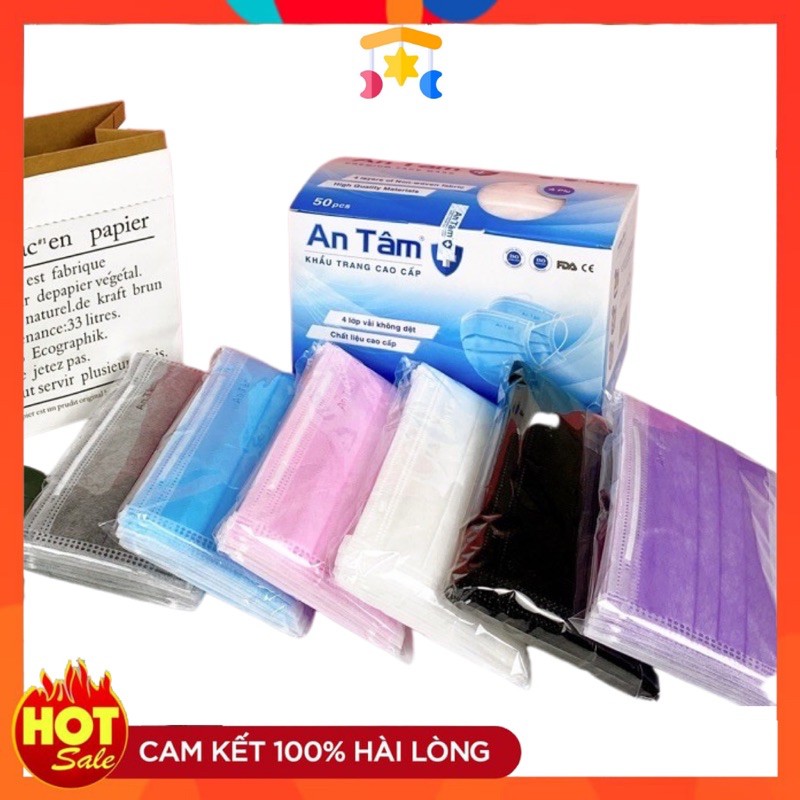 [Hộp 50 Cái] Khẩu Trang Y Tế 4 Lớp An Tâm An Toàn