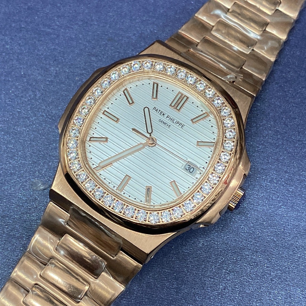 Đồng hồ Nam Ptk máy nhật chạy cơ Automatic vuông vành đá tròn size 41mm dây kim loại vỏ vàng hồng nhiều màu có dạ quang