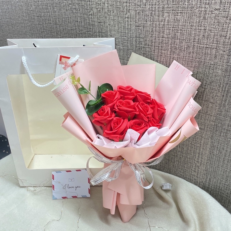 Bó hoa sáp thơm kèm túi . Hoa sáp thơm siêu đẹp