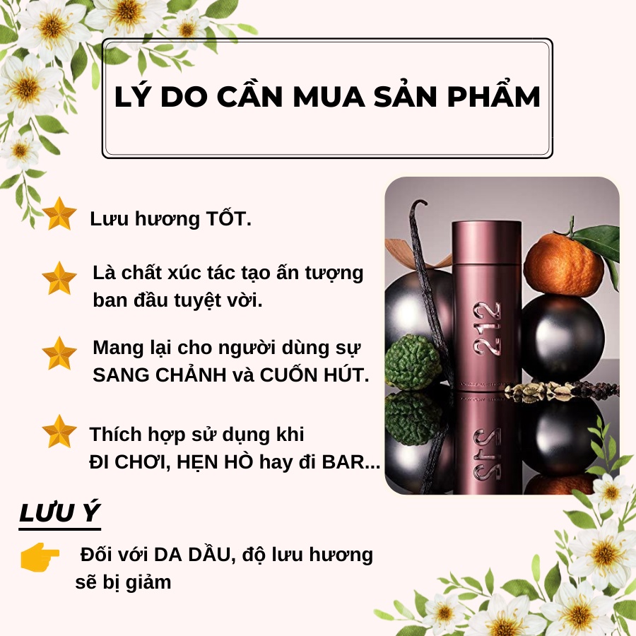 Nước Hoa Nam Carolina Herrera 212 Sexy Men 100ml - Hương thơm nam tính mạnh mẽ cuốn hút
