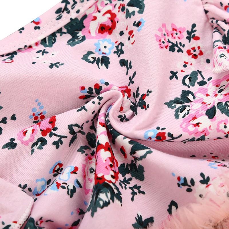 Áo liền quần họa tiết hoa dài tay thời trang dành cho bé gái