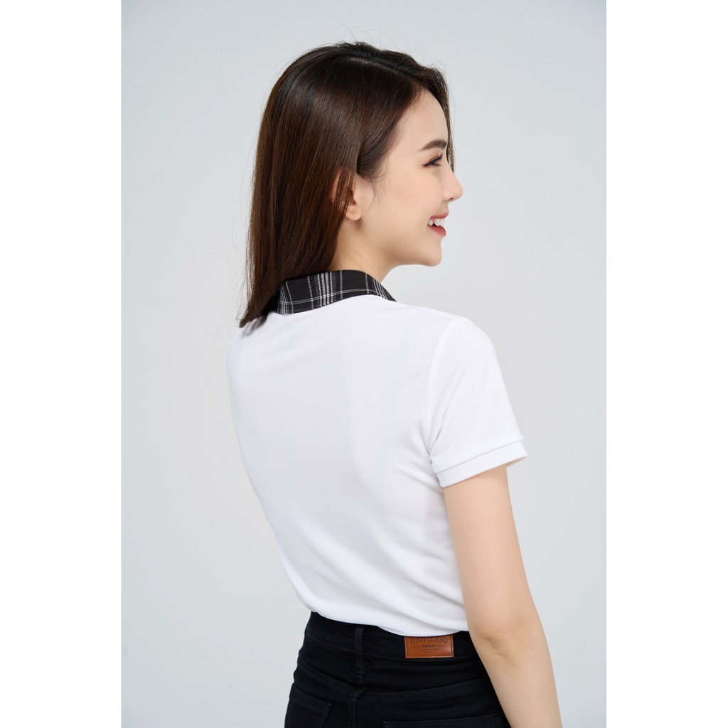 Áo polo nữ Yody phối cổ kẻ sơ mi trẻ trung chất liệu cotton APN4386