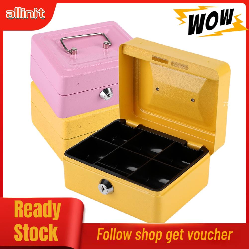 1 Hộp Đựng Tiền Xu/ Trang Sức Mini Bằng Thép Có Khóa An Toàn Tiện Dụng Cho Gia Đình