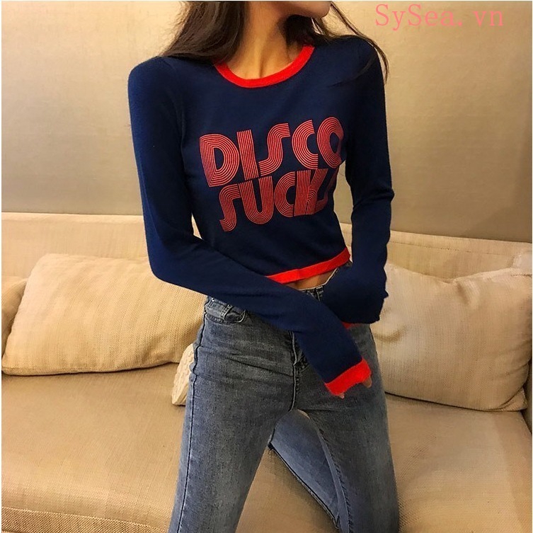 Áo croptop dài tay phong cách Hàn Quốc trẻ trung thời trang