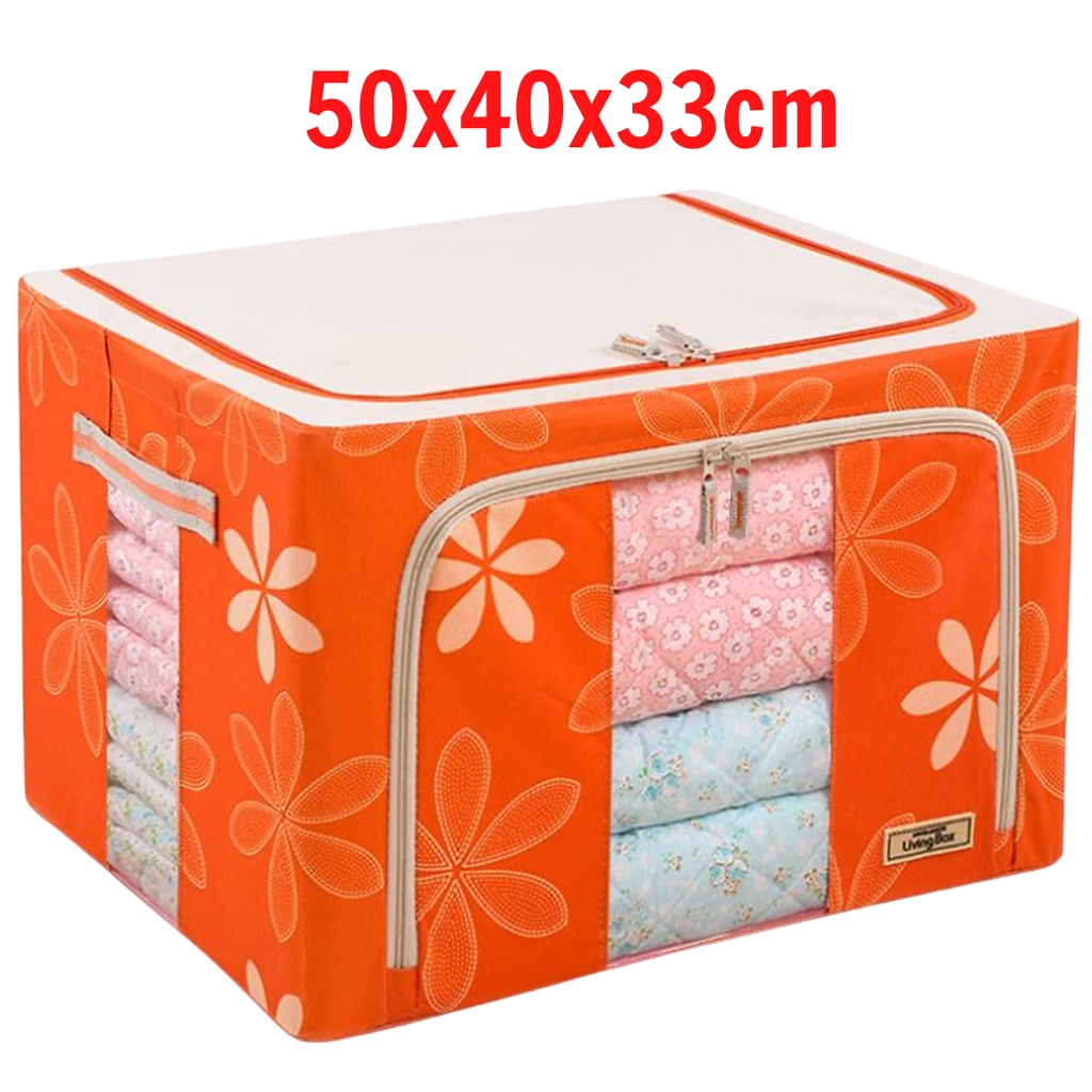 Hộp Đựng Quần Áo Chăn Màn Khung Thép Cao Cấp Loại To Tiện Lợi 66 Lit, tủ vải - chính hãng miDoctor