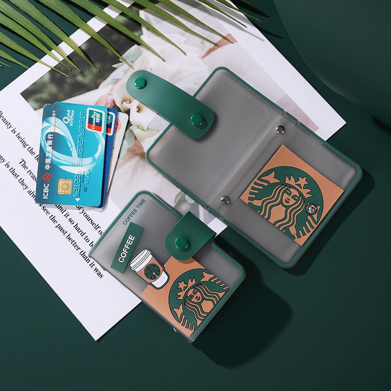 Ví Đựng Thẻ Chất Liệu Mềm Mại Cao Cấp Họa Tiết Starbucks Đáng Yêu