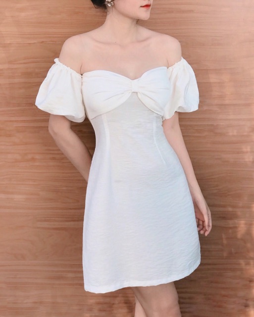 Váy nữ dự tiệc nơ đen - hai màu trắng đen thiết kế Bowtie Dress JOLIE LOFT, đầm dáng ngắn sang trọng đi chơi