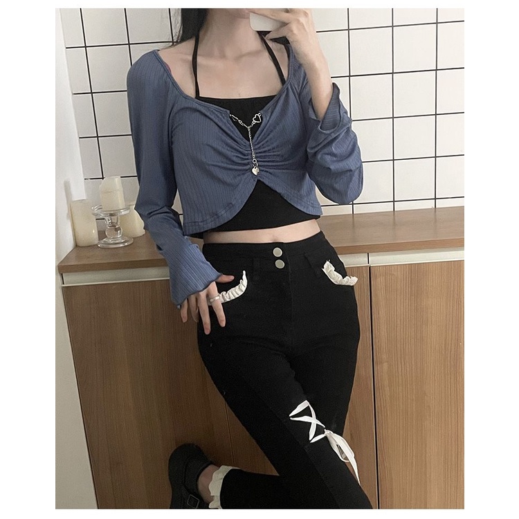 Bộ Áo Croptop Hai Dây Chống Nắng Nhiều Màu Thời Trang Mùa Hè 2022