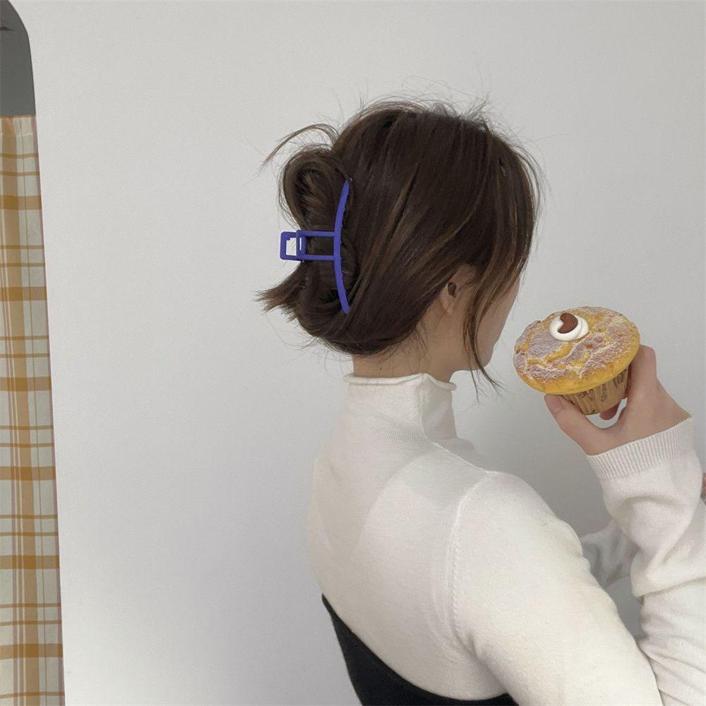 DIACHAVN Kẹp Tóc Kim Loại Màu Tím Kiểu Dáng Hình Học Đơn Giản Thời Trang