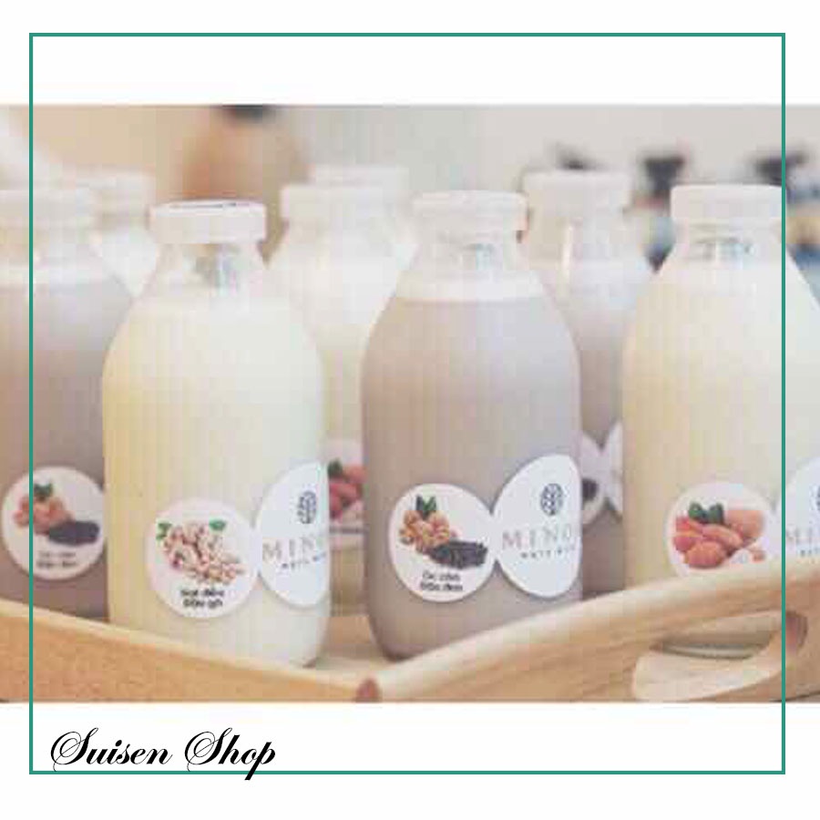Chai Thủy Tinh 300ml , Chai Đựng Sữa Hạt Rỗng Nắp Nhựa
