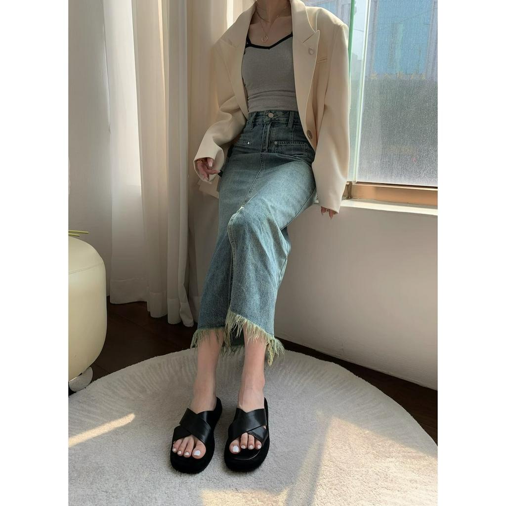 Giày Sandal Đế Dày Quai Chéo Chống Trượt Thời Trang Mùa Hè Hàn Quốc Dành Cho Nữ