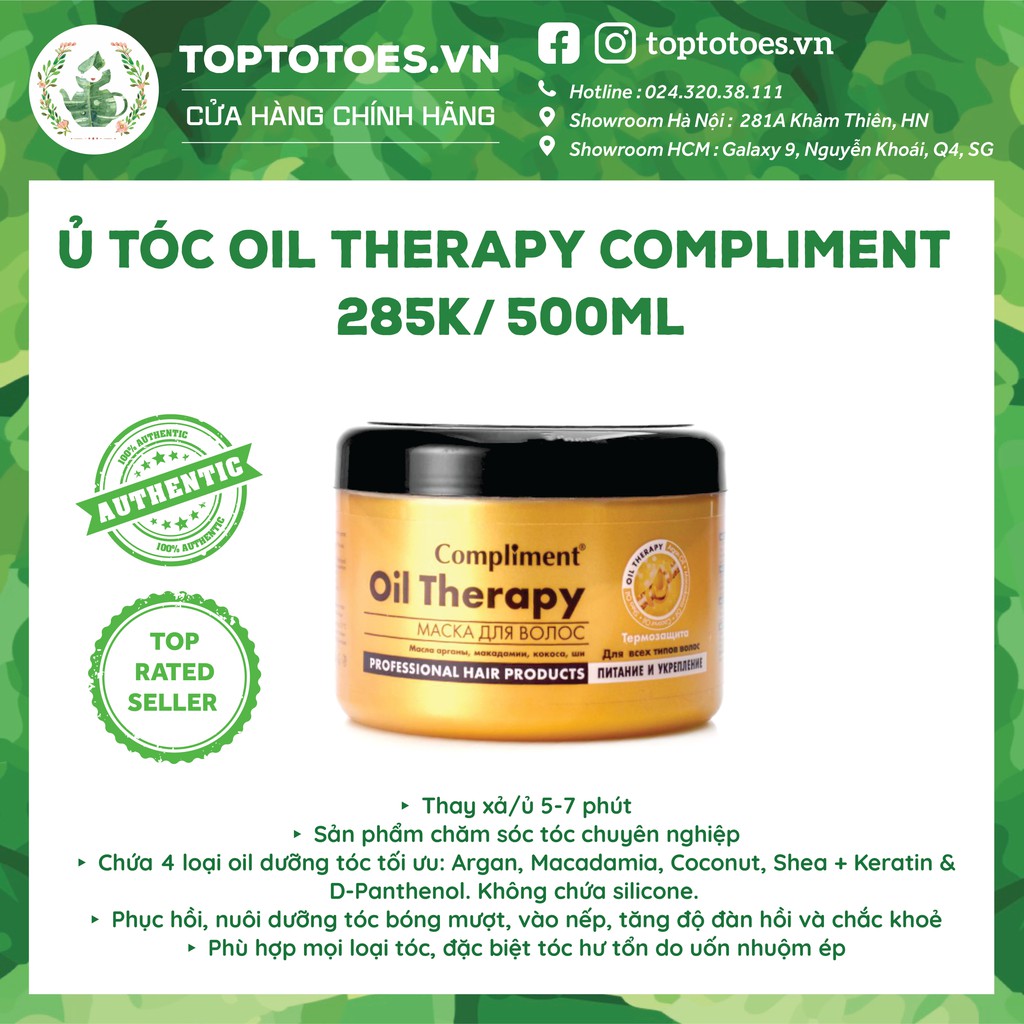 Ủ tóc Compliment Oil Therapy phục hồi & dưỡng tóc chắc khoẻ, bóng mượt, bồng bềnh, vào nếp