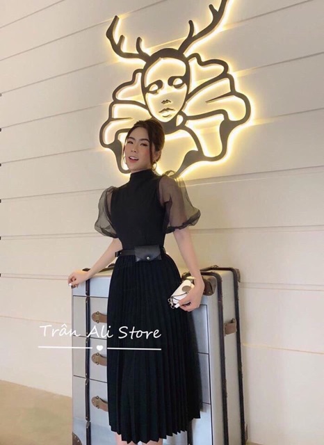 SÉT XINH VÁY DẬP LY ÁO TAY PHỒNG. 🦐🦐