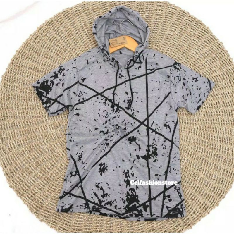 Áo hoodie nam ngắn tay màu xám in hình ngôi sao