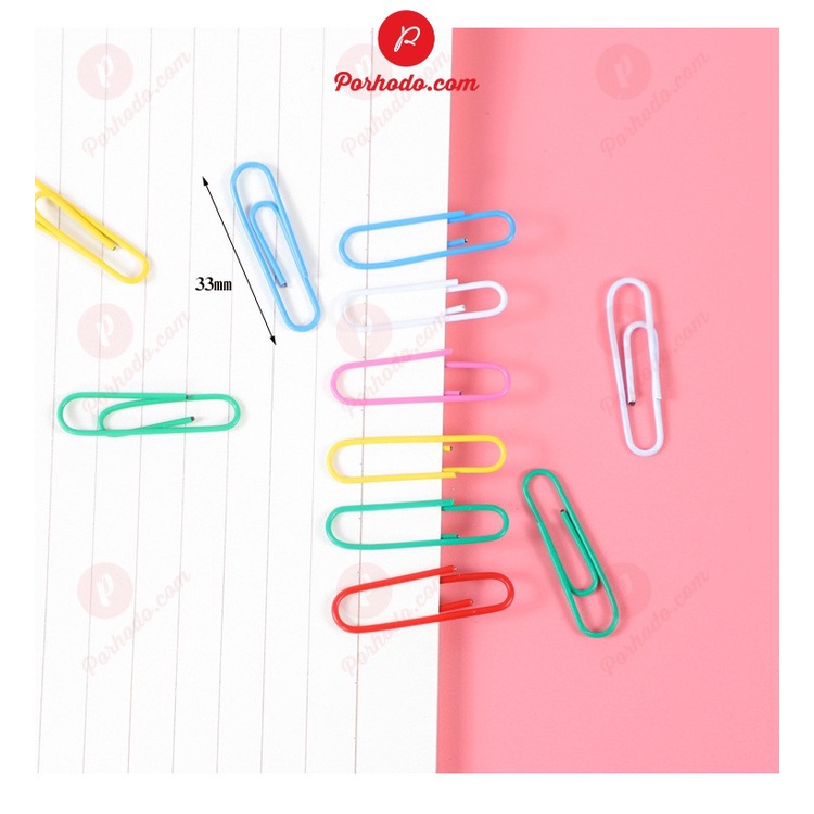 Set 100 kẹp giấy bằng kim loại nhiều màu đơn giản dễ thương cho văn phòng VP2101206