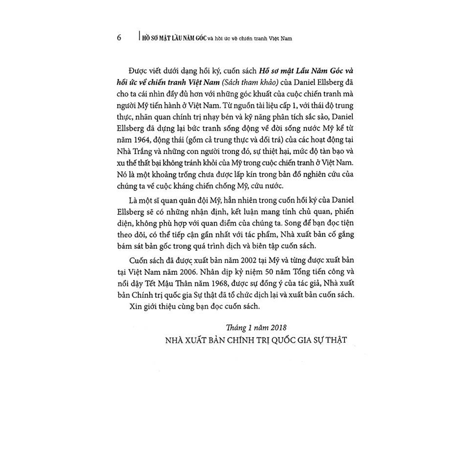 Sách - Hồ sơ mật lầu 5 góc và hồi ức về chiến tranh việt nam (sách tham khảo)