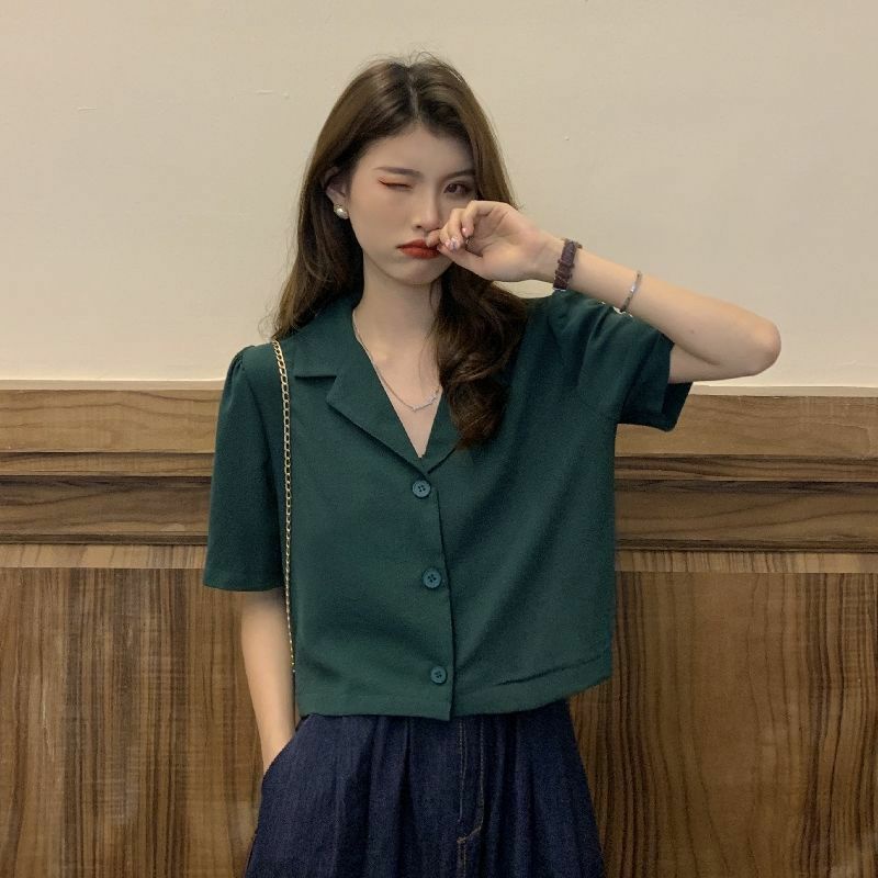 Áo Sơ Mi Nữ Tay Ngắn Form Rộng Cá Tính Thời Trang Hàn Quốc