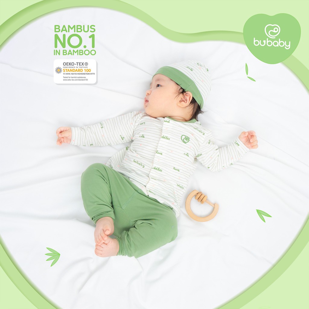 BB008.04- Bộ sơ sinh cài chéo họa tiết Bu bambus
