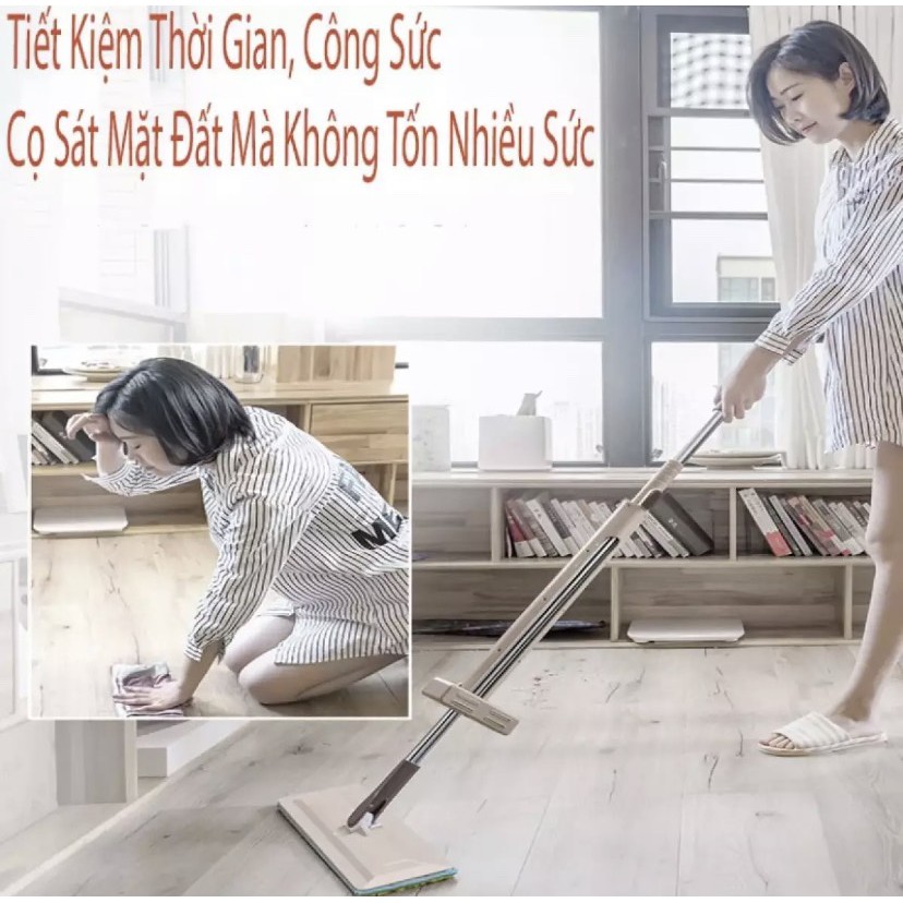 [FREESHIP] Cây lau nhà tự vắt phẳng thông minh Spin Mop xoay 360 độ.