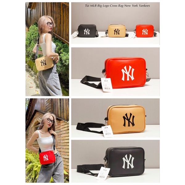 TNS-Túi đeo chéo form hộp unisex siêu hottrend M•L•Bee Big Logo Crossbody Bag-chất da mềm-màu nâu đen đỏ classic