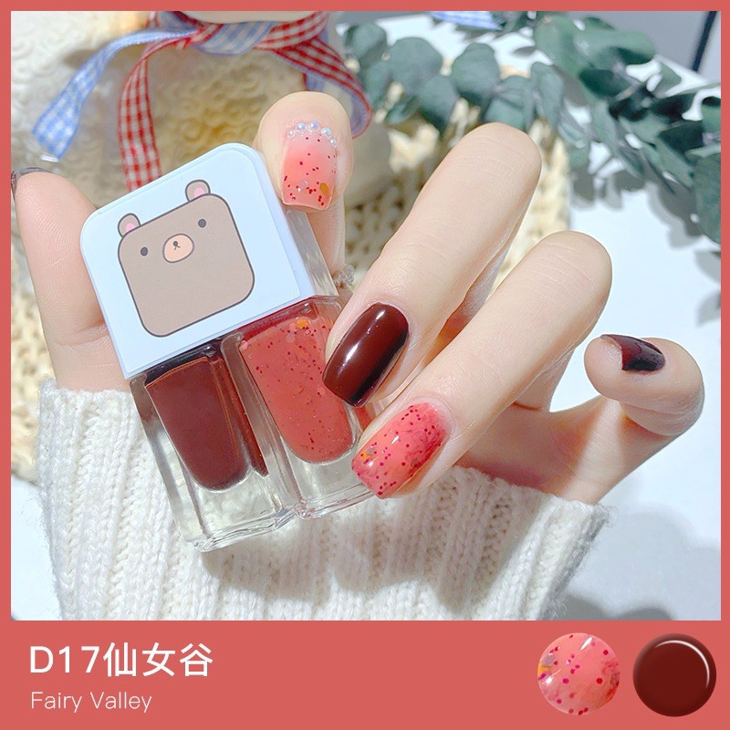 Sơn móng tay nails 2 màu nhanh khô lấp lánh