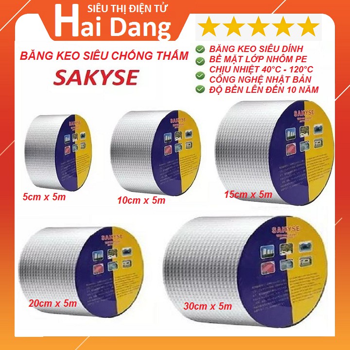 Băng Dán Chống Thấm, Băng Dính SAKYSE Băng Keo Chống Dột - Bảo Hành 10 Năm